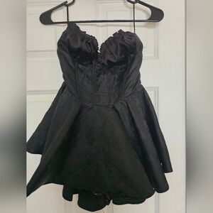 NWT Beau Satin Corset Bloomer Mini Dress - Black